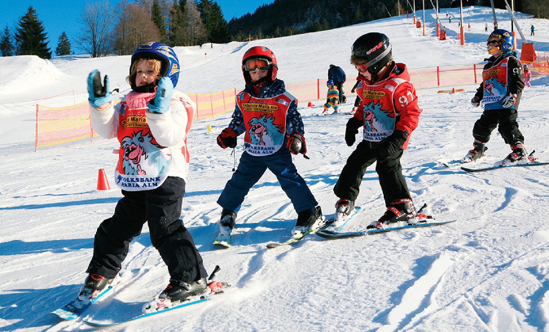 Ski School Children Skiing